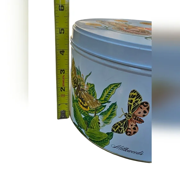 Vintage Tom Sturgis Pretzels Tin Butterfly & Flora Scenel Decorative - Picture 9 of 10